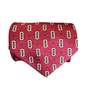 Di Moggio men's necktie tie burgundy gold 100% silk‎ made in Korea geometrical